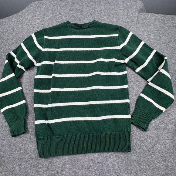 Polo by Ralph Lauren Boys Lg. Green Striped Cotton Sweater Flesh Pony Mini Prep - Picture 2 of 9